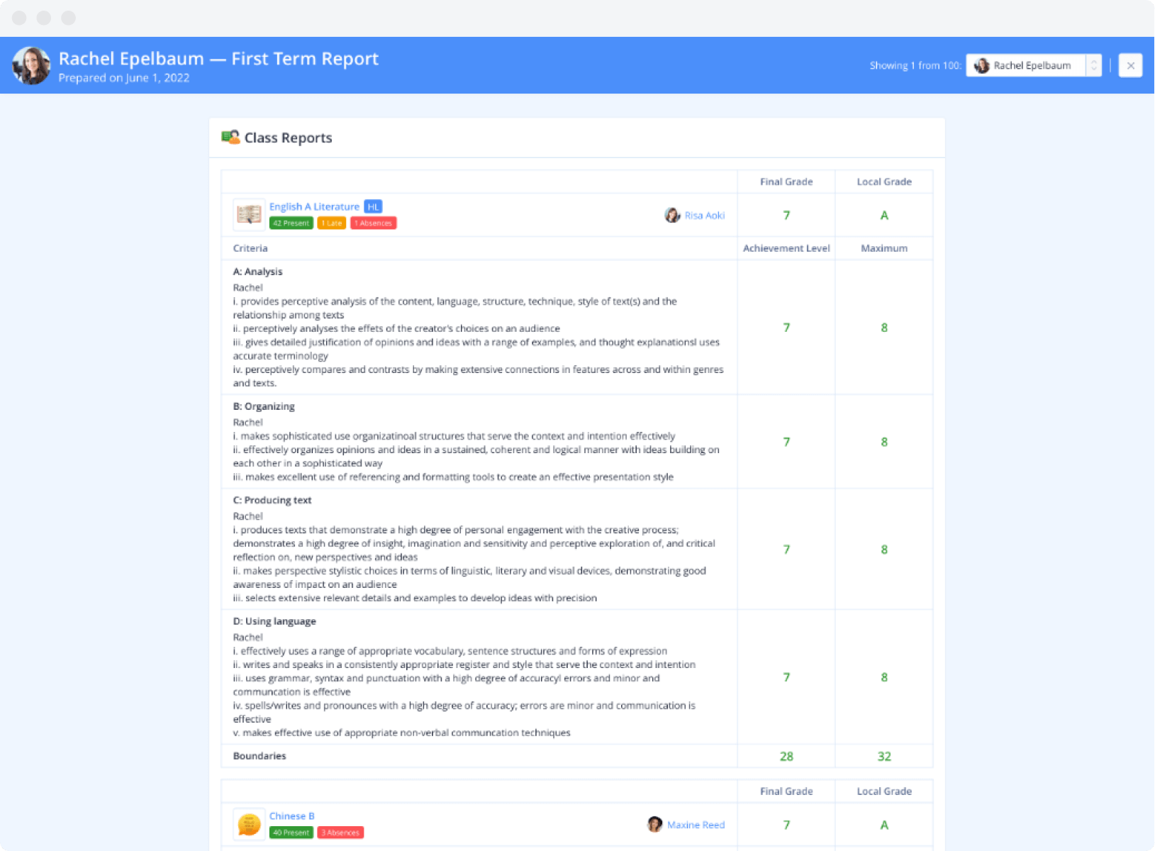 class-reports